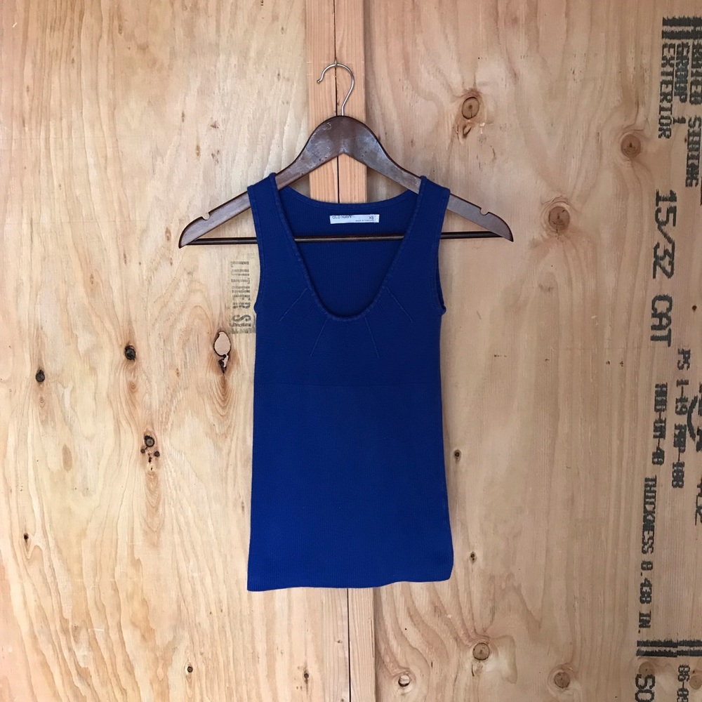Old Navy Women’s XS Blue Ribbed Scoopneck Tank
